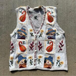 American Vintage Embroidered Gray Vest